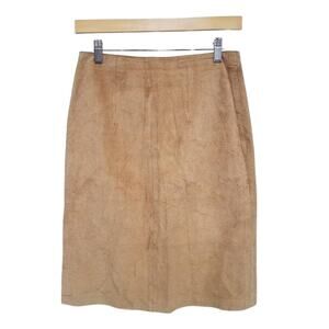 Skova Camel Suede Leather Skirt – Size 8 Straight Silhouette
